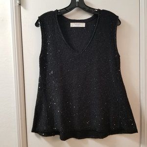 Zara knit V neck with sequin in the yarn sleeveless top